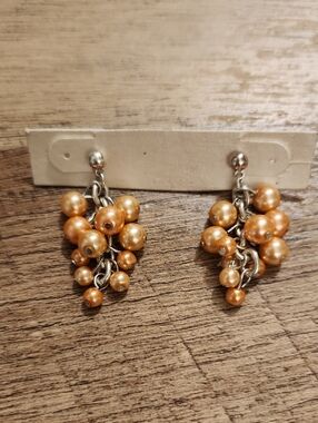 Faux Pearl Cluster Drop Earrings